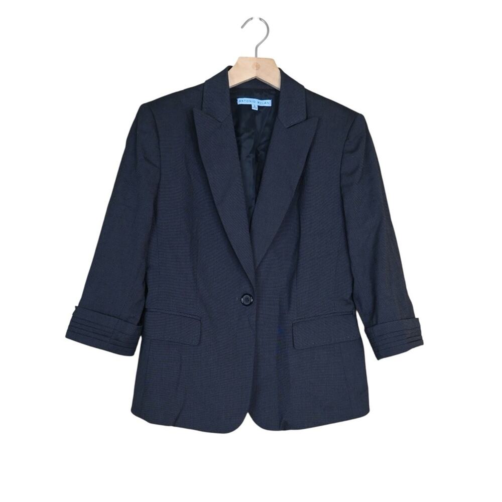 Antonio Melani  3/4 Sleeve Button Front Lined Blazer in Charcoal Gray Women's 6